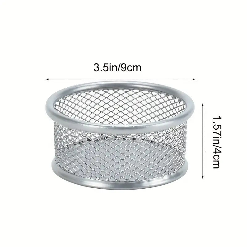 6-Piece Metal Pen Holder Set – Iron Mesh Desk Organizer (Black, Silver, Rose Gold)
