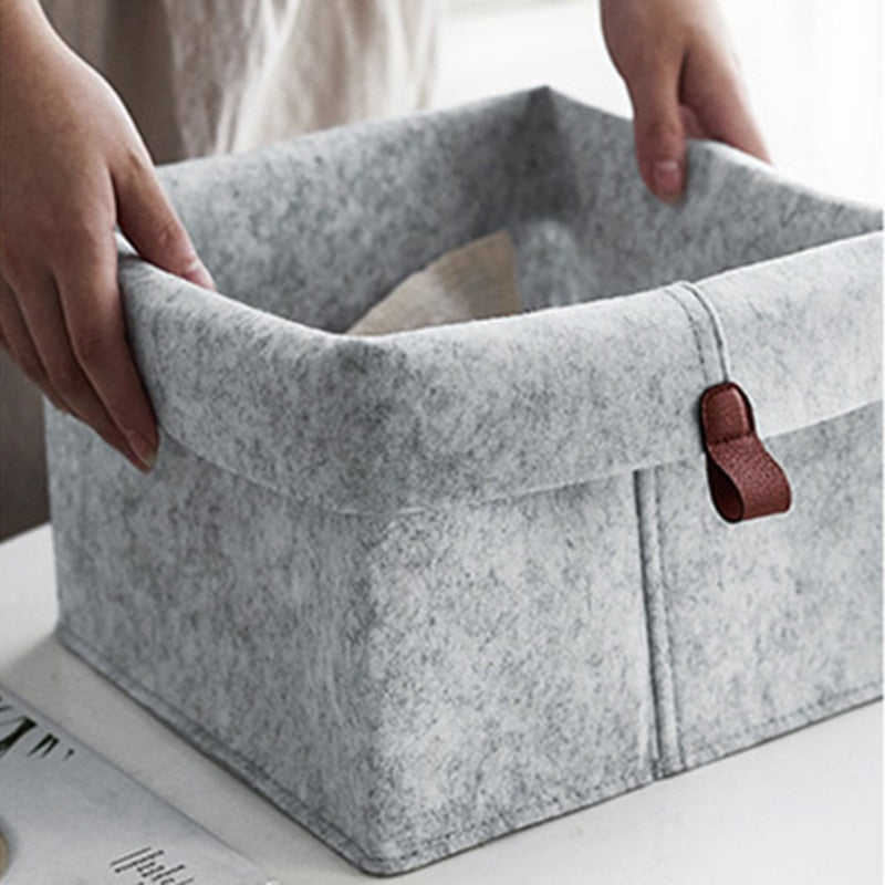 Felt Storage Basket โ Multipurpose Organizer Bin for Home & Desk (Black / Grey)