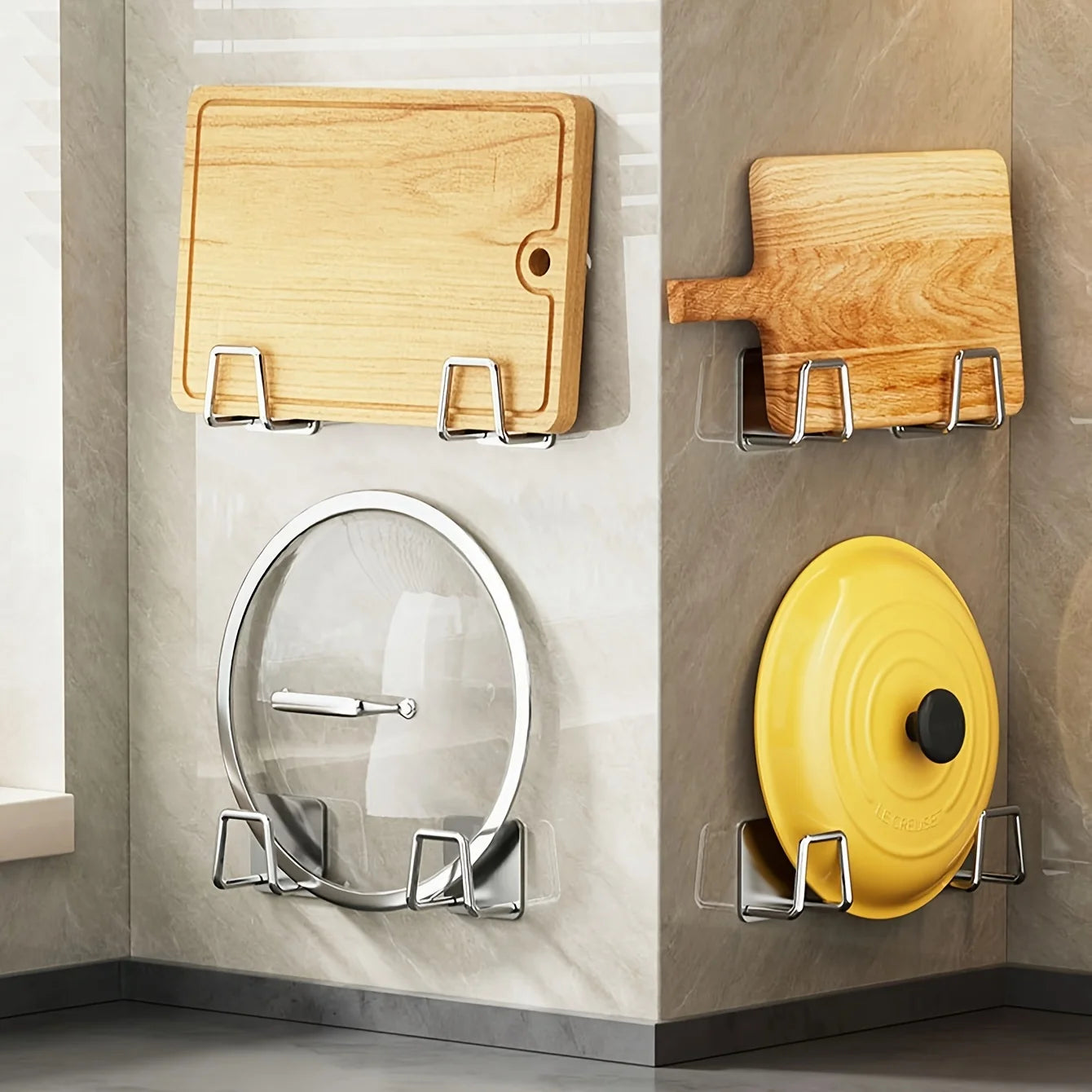 Under-Cabinet Wall Storage Rack Set – Punch-Free Kitchen Organizer (4-Pack)