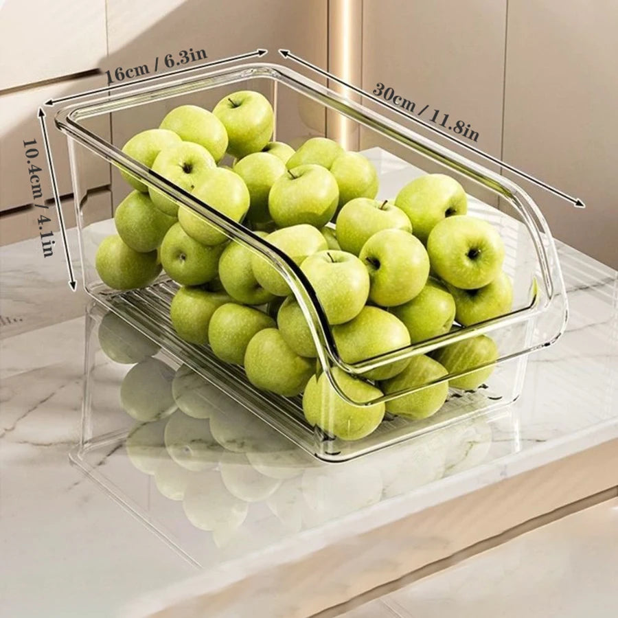 Clear Refrigerator Organizer Bins – Fridge Storage for Fruits, Veggies & Drinks