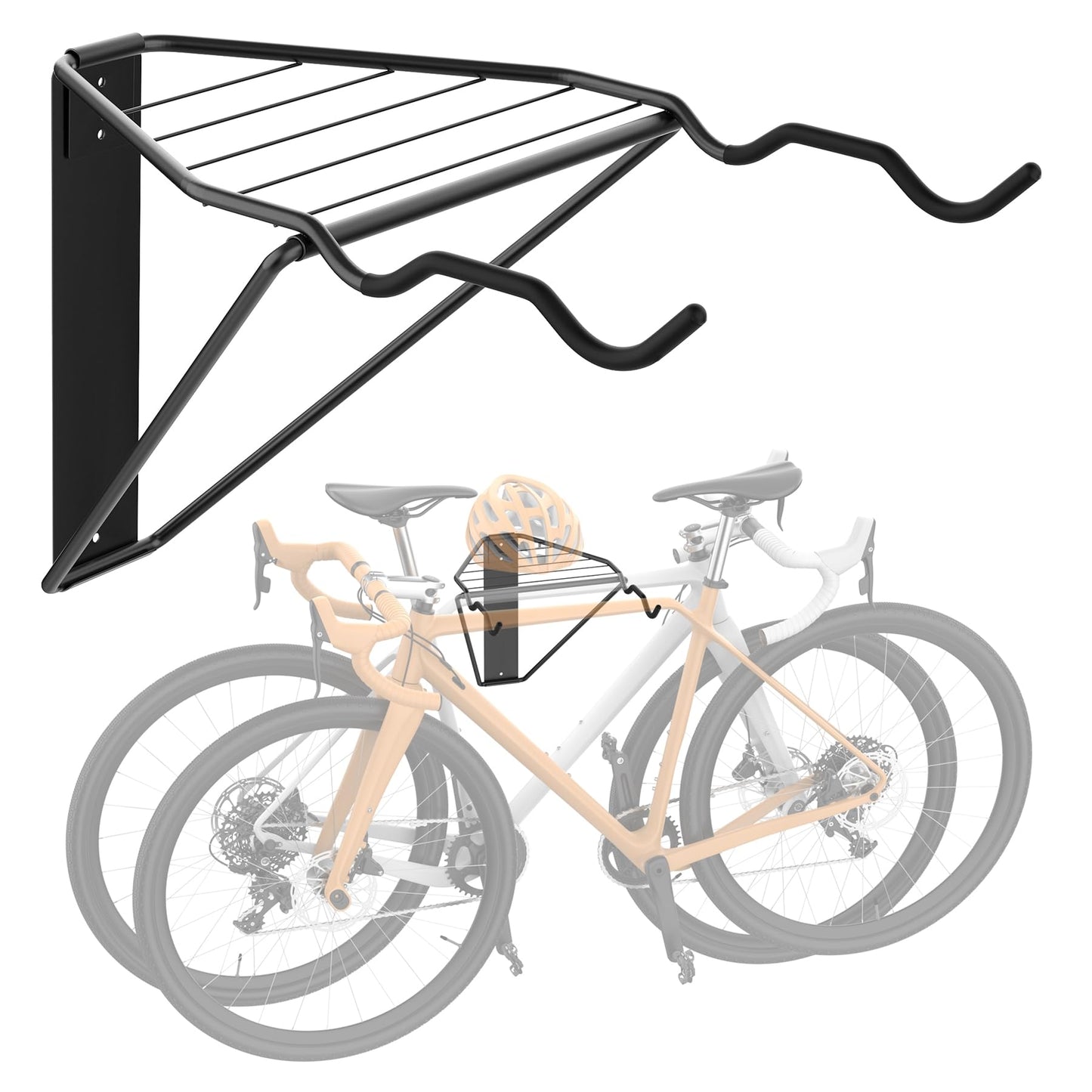 Wall Mounted Horizontal Bike Rack – Foldable Storage for 2 Bikes