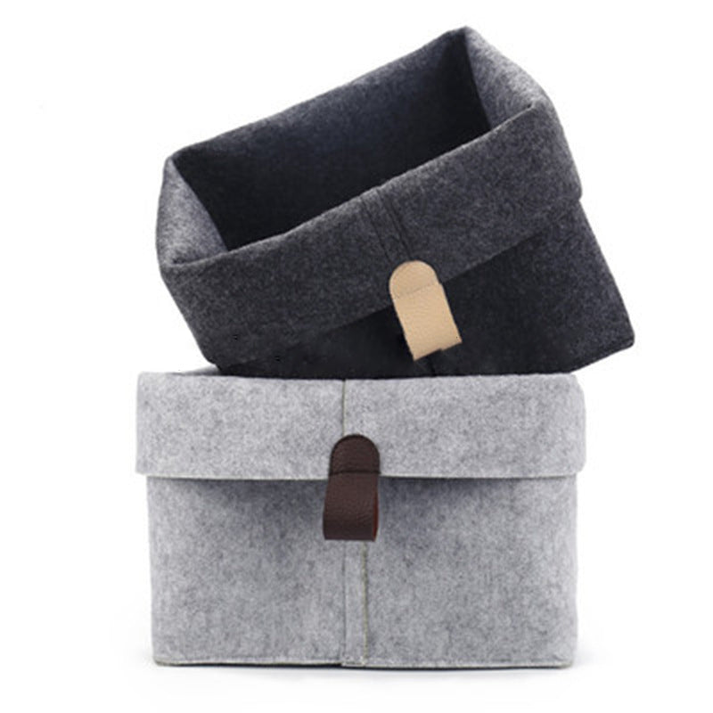 Felt Storage Basket – Multipurpose Organizer Bin for Home & Desk (Black / Grey)