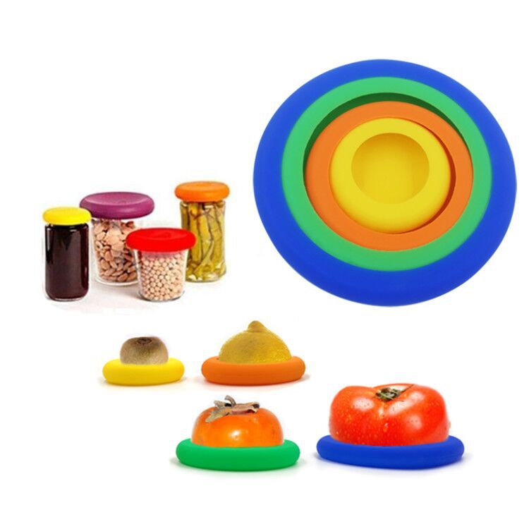 Silicone Food Storage Lids – Set of 4 Reusable Stretch Covers