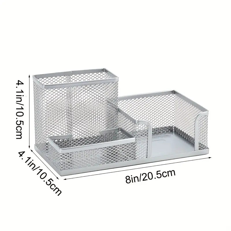 6-Piece Metal Pen Holder Set – Iron Mesh Desk Organizer (Black, Silver, Rose Gold)