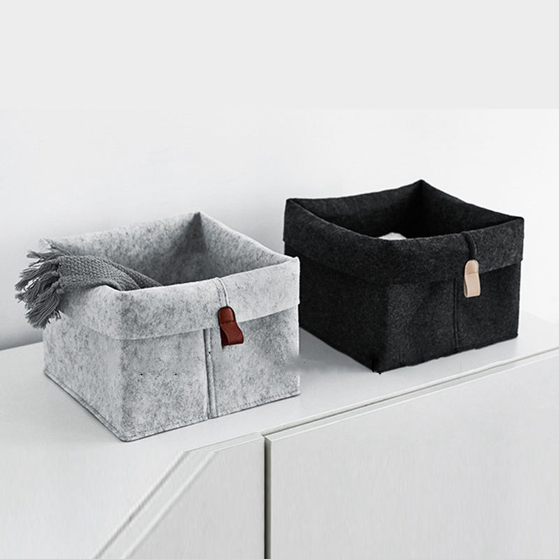 Felt Storage Basket – Multipurpose Organizer Bin for Home & Desk (Black / Grey)