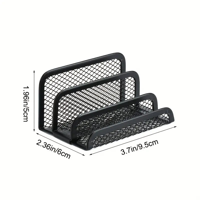 6-Piece Metal Pen Holder Set – Iron Mesh Desk Organizer (Black, Silver, Rose Gold)
