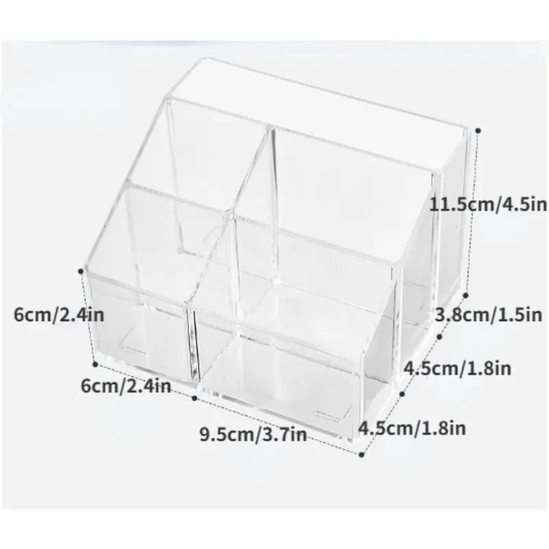 Multi-Grid Transparent Desk Organizer – 5-Compartment Pen & Stationery Holder