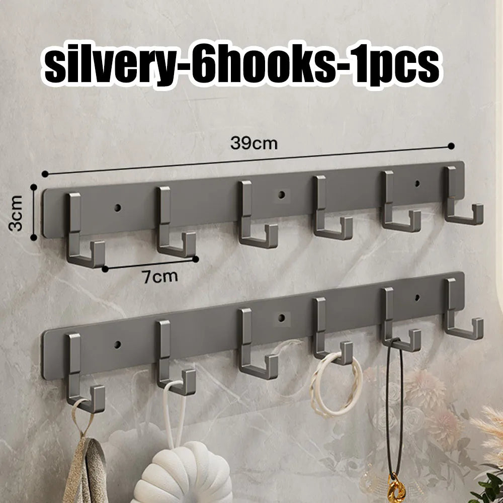 Kitchen Space Aluminum Punch-Free Hooks Are Easy to Install Kitchen Utensils Storage Hooks Bathroom Bathrobe Towel Hangers
