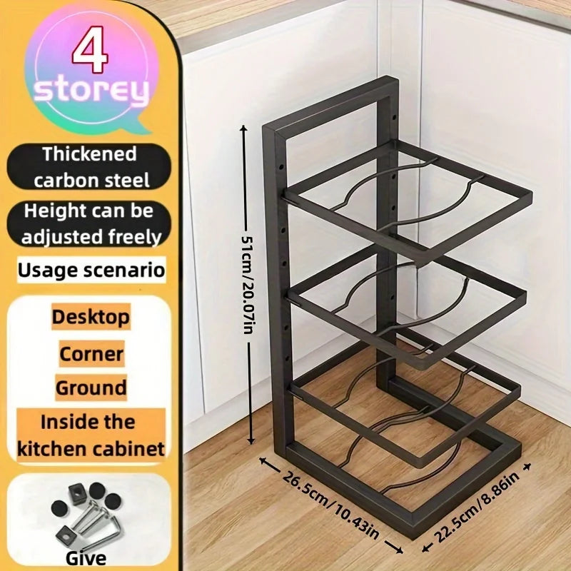 Adjustable Stainless Steel Pot Rack – Multi-Layer Kitchen Storage Organizer