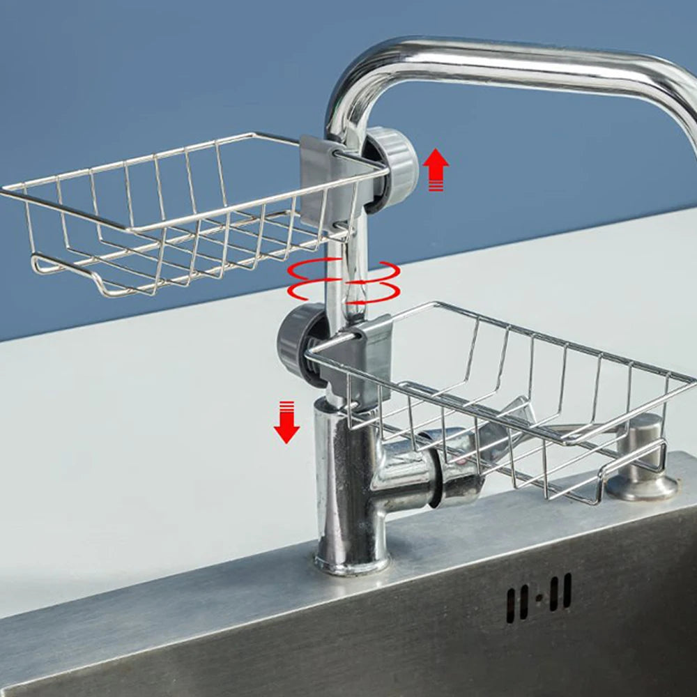 Kitchen Sink Organizer – Sponge Holder & Faucet Drain Rack