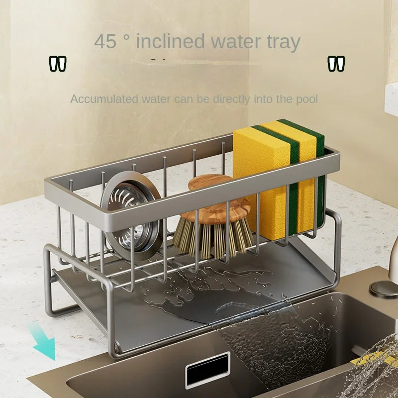 Stainless Steel Sink Shelf – Sponge & Dishcloth Drain Rack