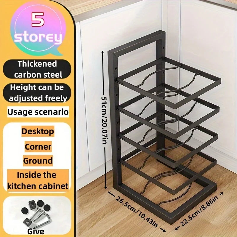 Adjustable Stainless Steel Pot Rack – Multi-Layer Kitchen Storage Organizer