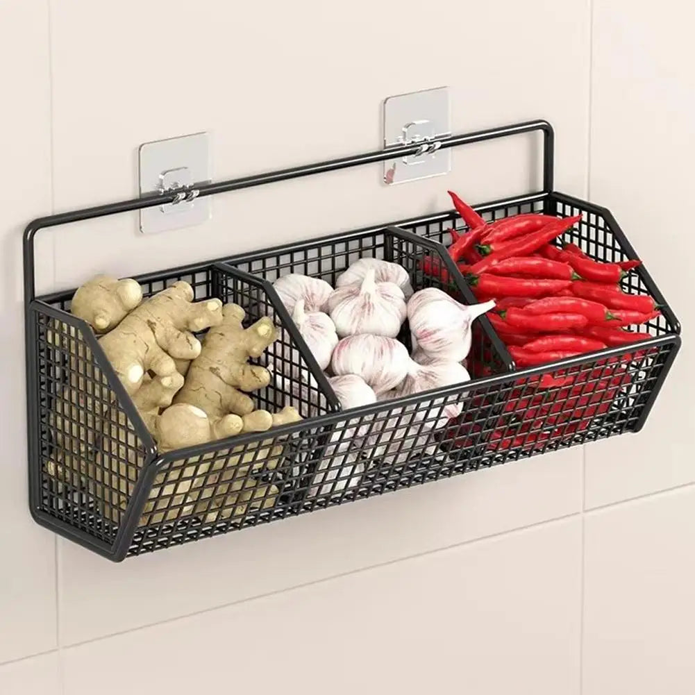 Wall-Mounted Kitchen Storage Basket – Punch-Free Partition Organizer