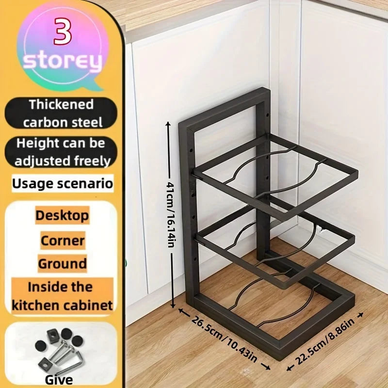 Adjustable Stainless Steel Pot Rack – Multi-Layer Kitchen Storage Organizer