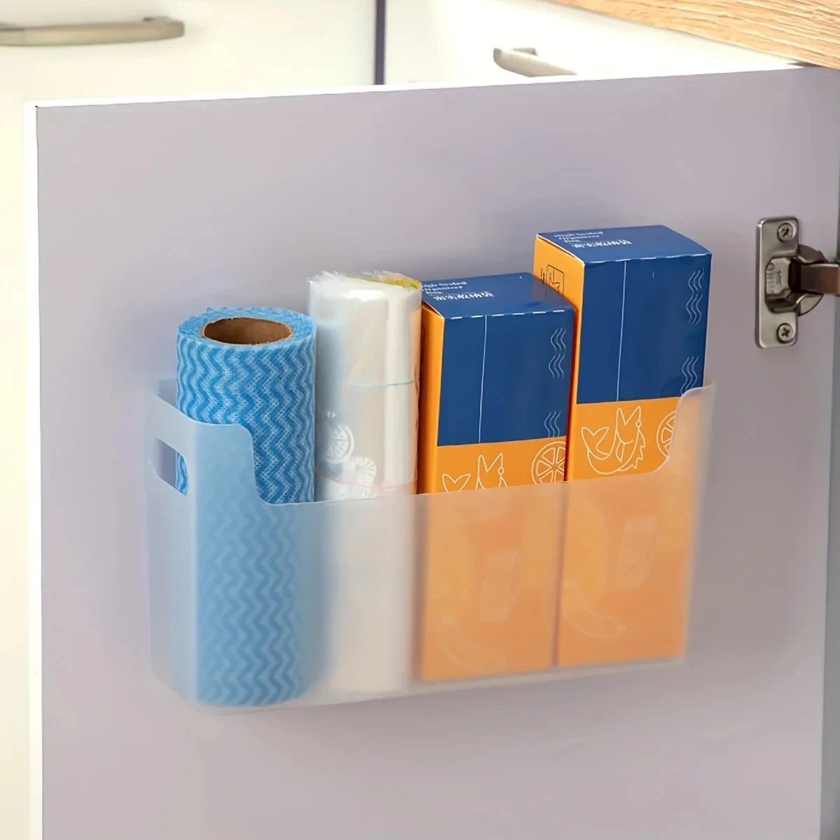 Cabinet Door Wrap & Bag Organizer – Wall-Mounted Storage Rack