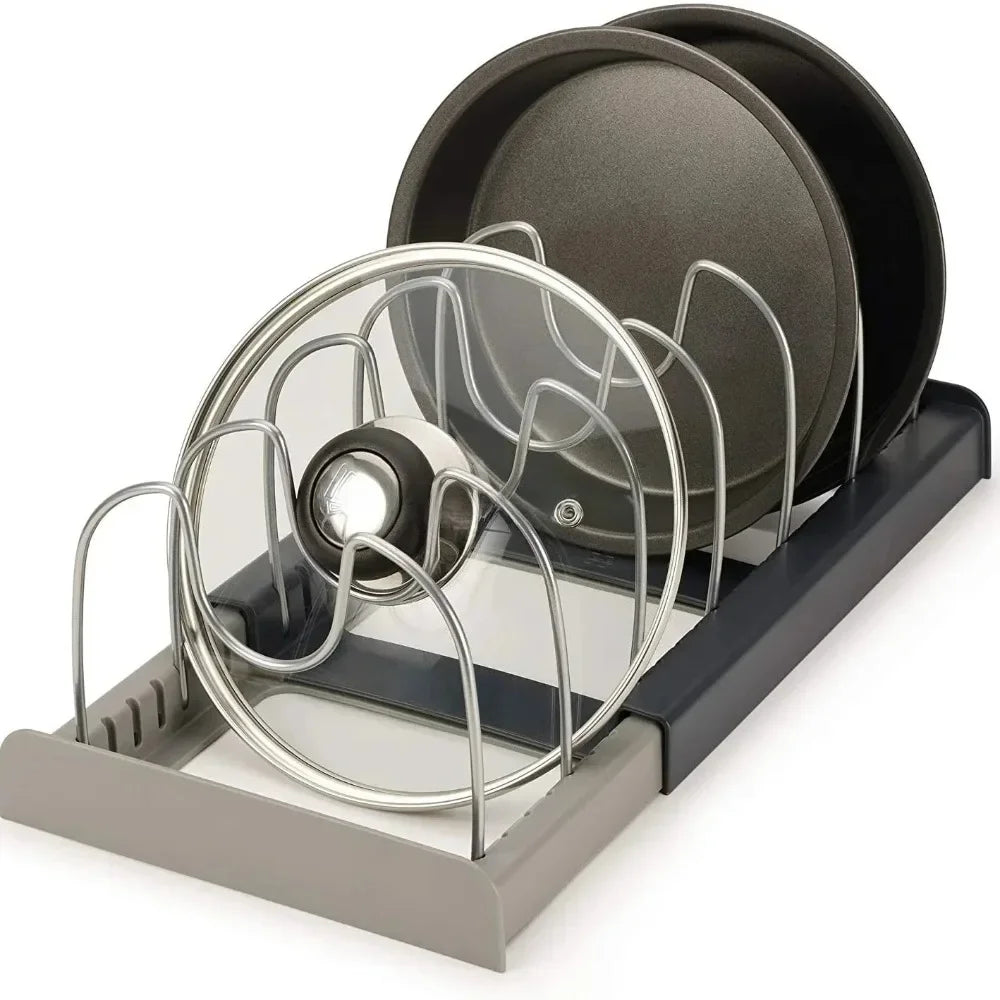 Telescopic Pot & Pan Organizer – 7-Grid Space-Saving Cabinet Rack