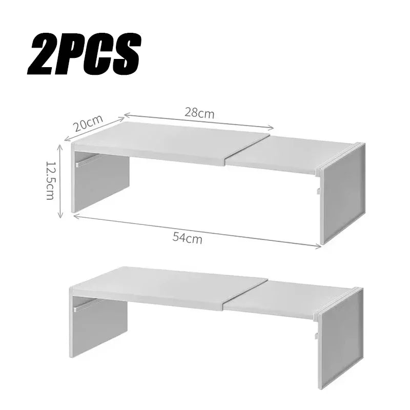 1/2pcs Kitchen Stretchable Cabinet Shelf Cupboard Separated Storage Rack Countertop Organizer Spice Organizer Shelf Save Space