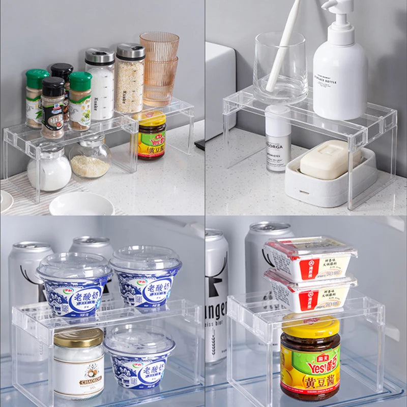 Fridge Layered Separator Shelves – Transparent Stackable Refrigerator Organizer