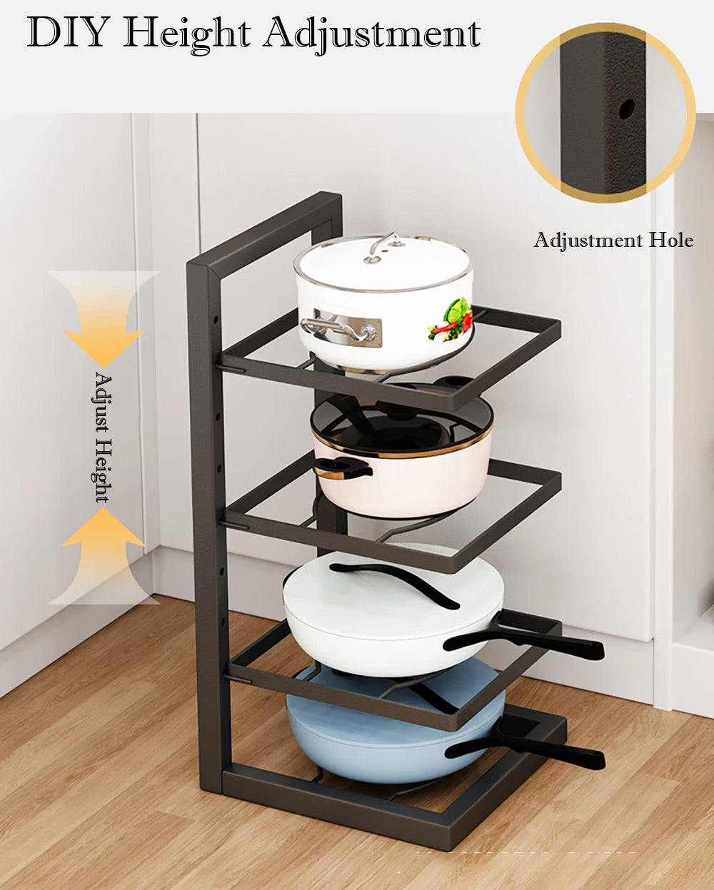 Adjustable Stainless Steel Pot Rack – Multi-Layer Kitchen Storage Organizer