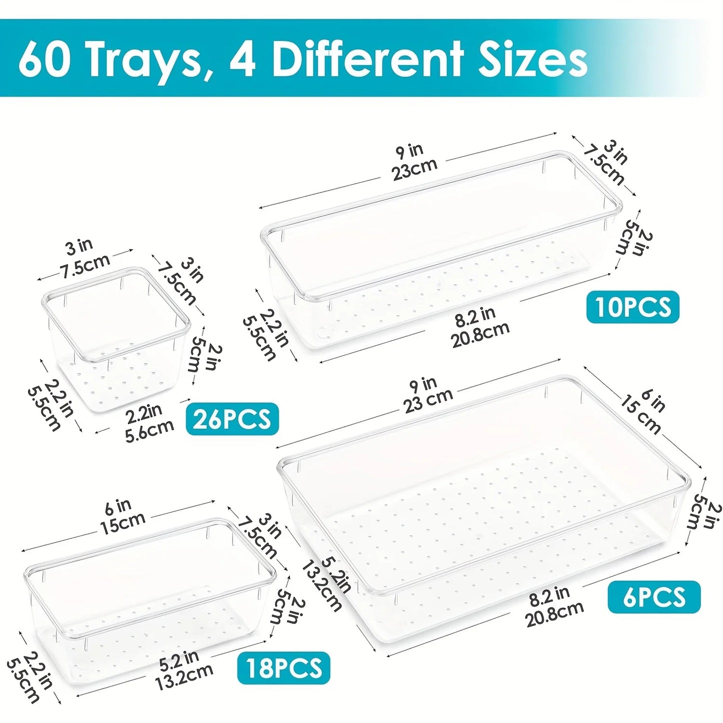 Clear Drawer Organizer Set – Bathroom, Makeup & Dressing Table Storage