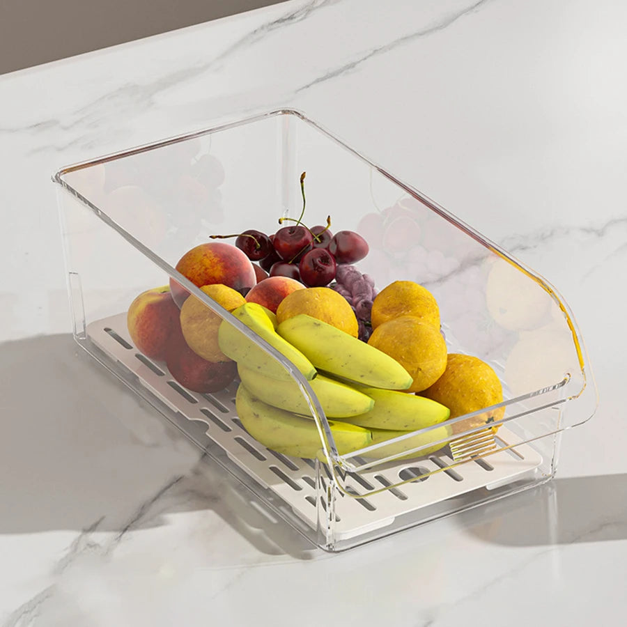 Clear Refrigerator Organizer Bins – Fridge Storage for Fruits, Veggies & Drinks