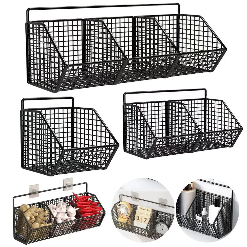 Wall-Mounted Kitchen Storage Basket – Punch-Free Partition Organizer