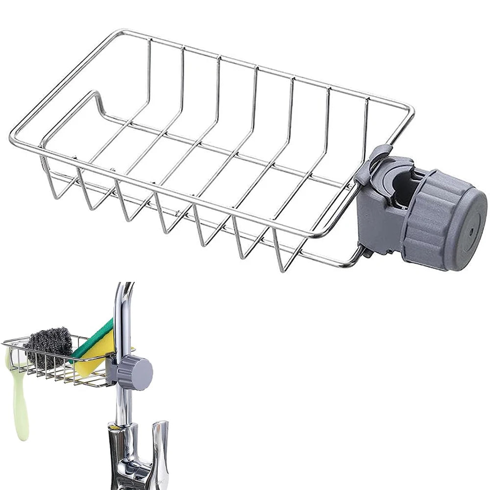 Kitchen Sink Organizer – Sponge Holder & Faucet Drain Rack