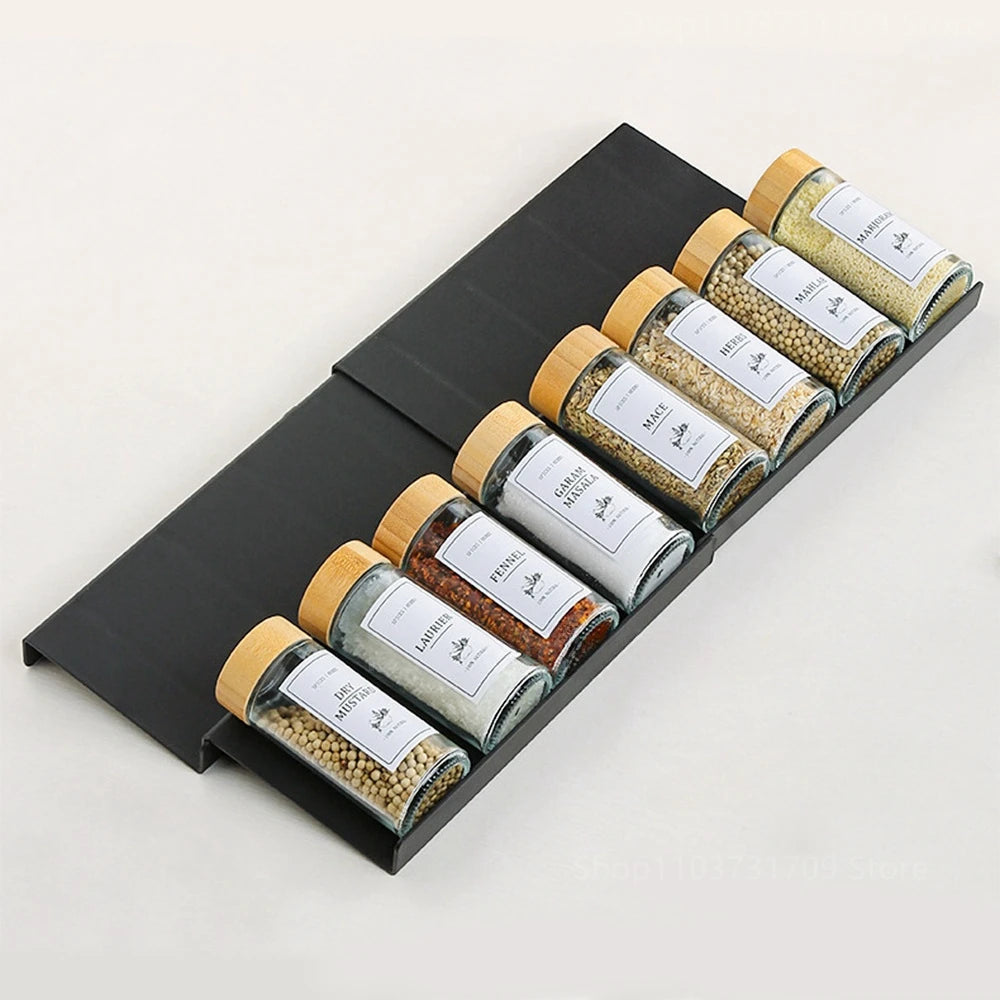 4-Layer Adjustable Spice Drawer Organizer – Cabinet & Pantry Rack