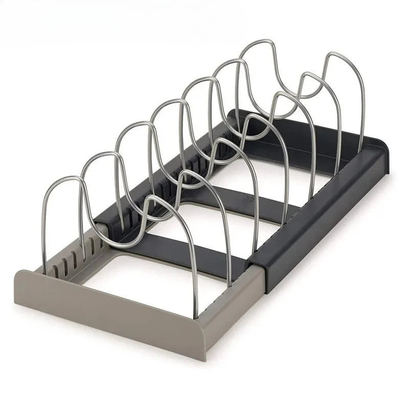 Expandable Stainless Kitchen Cabinet Organizers,with 6 Adjustable Shelves,Board Drying Cookware Shelf,Kitchen Organization Tools
