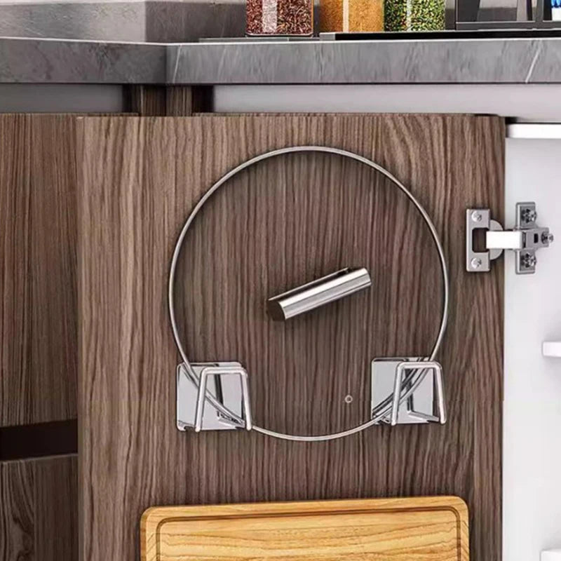 Stainless Steel Pot Lid & Cutting Board Holder – No-Drill Wall Organizer