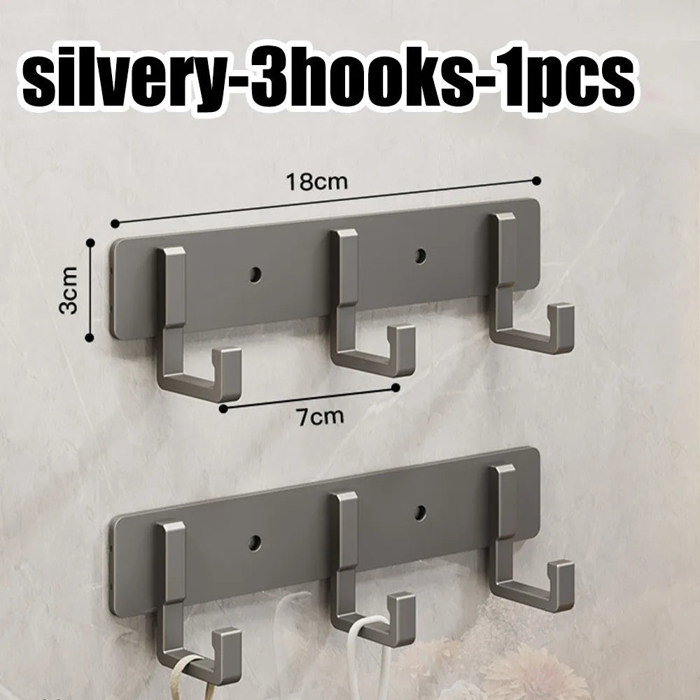 Kitchen Space Aluminum Punch-Free Hooks Are Easy to Install Kitchen Utensils Storage Hooks Bathroom Bathrobe Towel Hangers