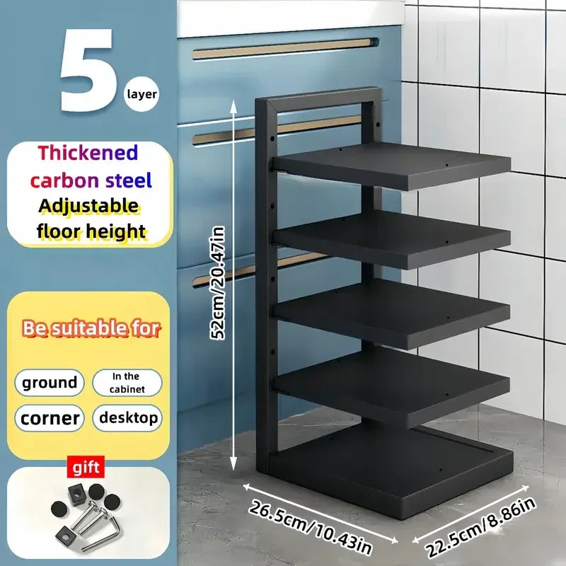 Adjustable Stainless Steel Pot Rack – Multi-Layer Kitchen Storage Organizer