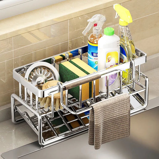Stainless Steel Sink Shelf – Sponge & Dishcloth Drain Rack