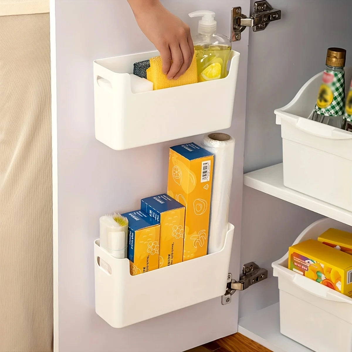 Cabinet Door Wrap & Bag Organizer – Wall-Mounted Storage Rack