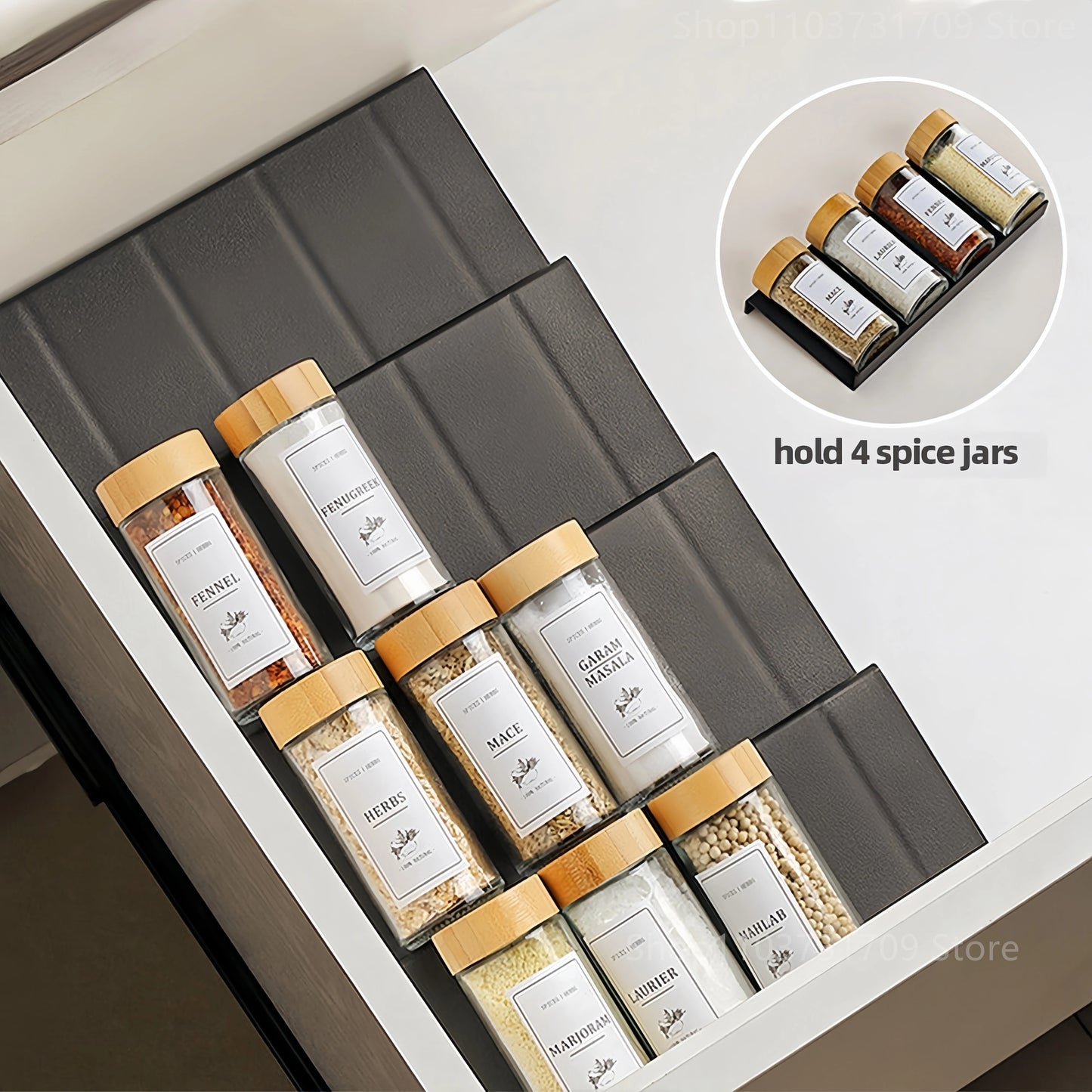 4-Layer Adjustable Spice Drawer Organizer – Cabinet & Pantry Rack