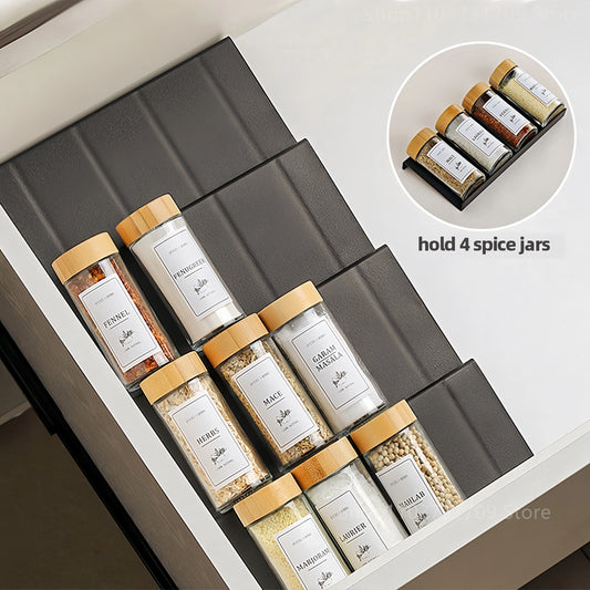 4-Layer Adjustable Spice Drawer Organizer – Cabinet & Pantry Rack