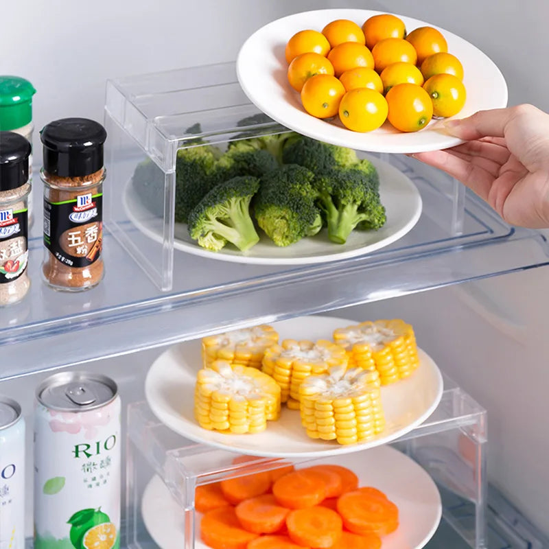 Fridge Layered Separator Shelves – Transparent Stackable Refrigerator Organizer