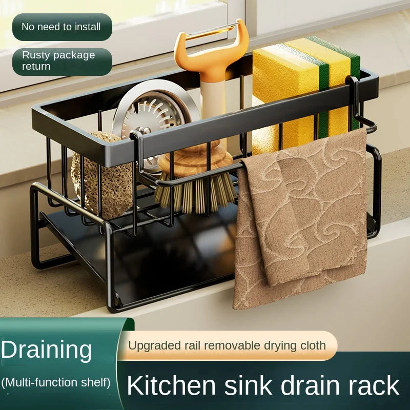 Stainless Steel Sink Shelf – Sponge & Dishcloth Drain Rack