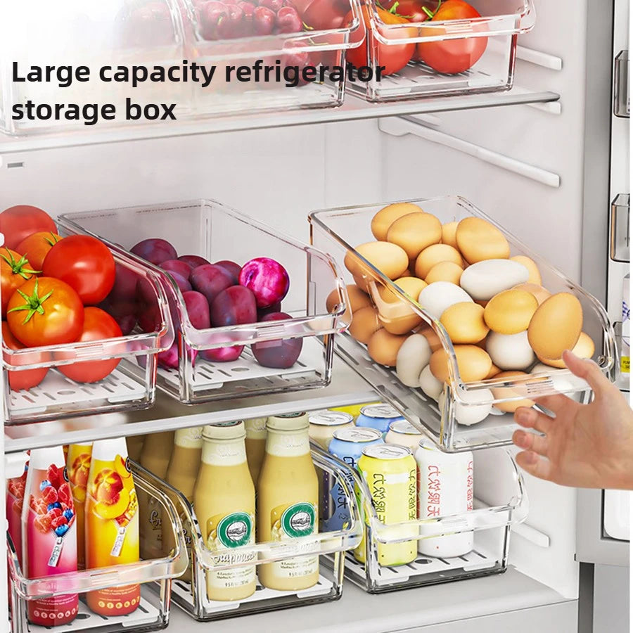 Clear Refrigerator Organizer Bins – Fridge Storage for Fruits, Veggies & Drinks
