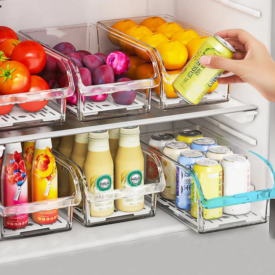 Clear Refrigerator Organizer Bins – Fridge Storage for Fruits, Veggies & Drinks