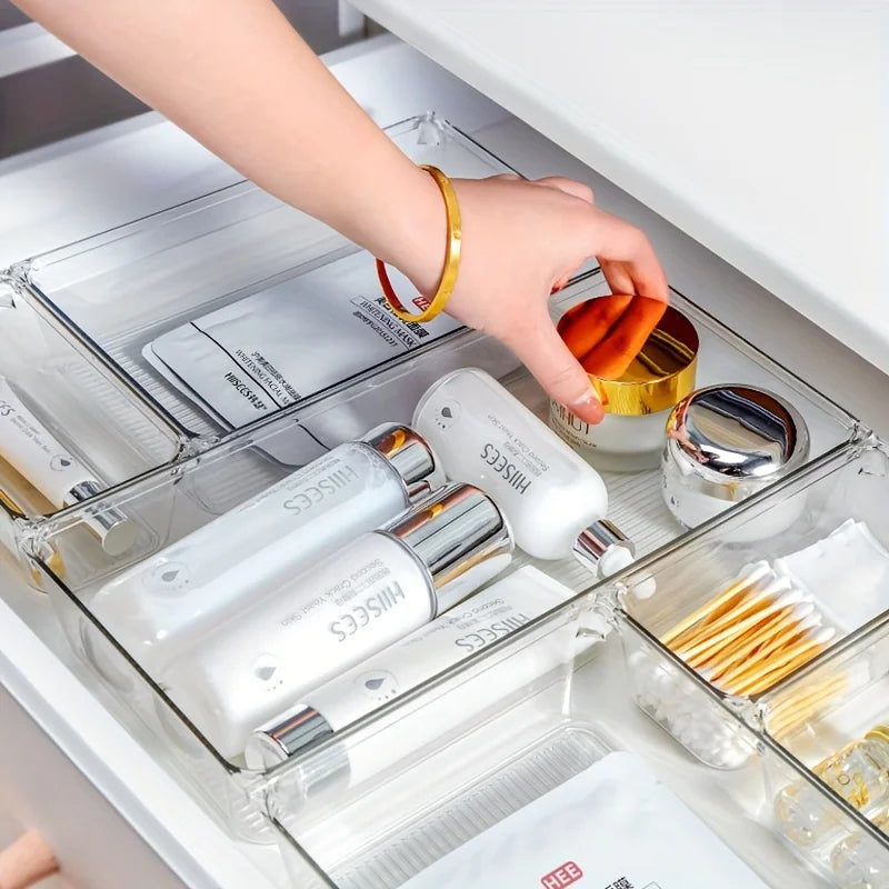 Clear Drawer Organizer Set – Bathroom, Makeup & Dressing Table Storage