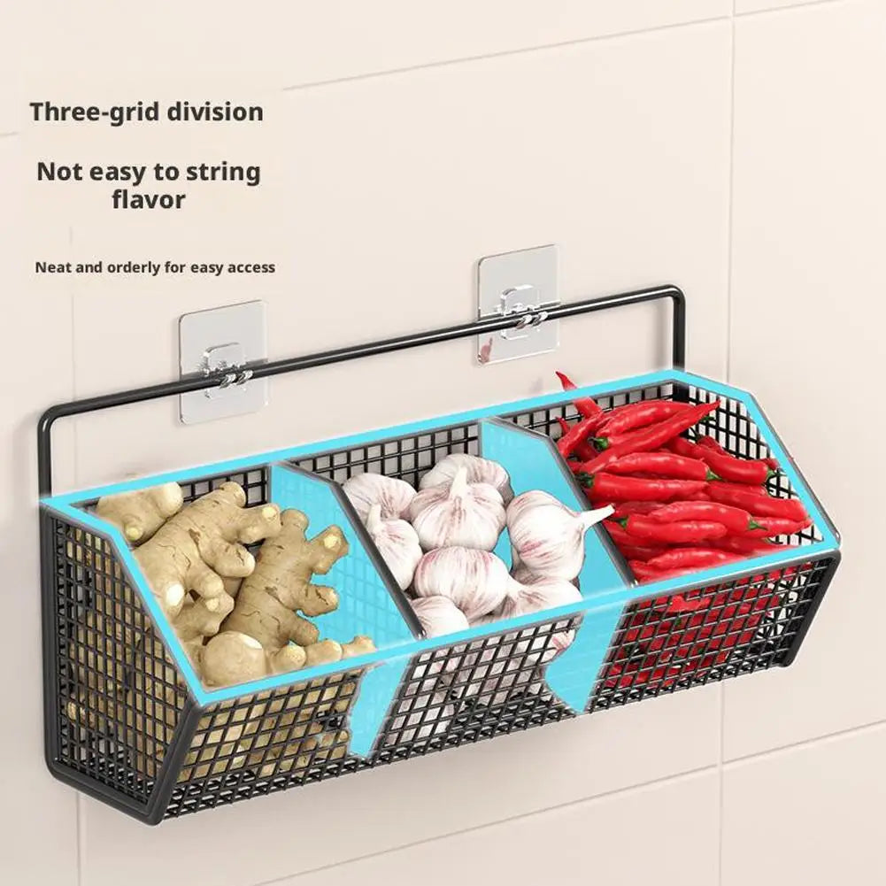 Wall-Mounted Kitchen Storage Basket – Punch-Free Partition Organizer