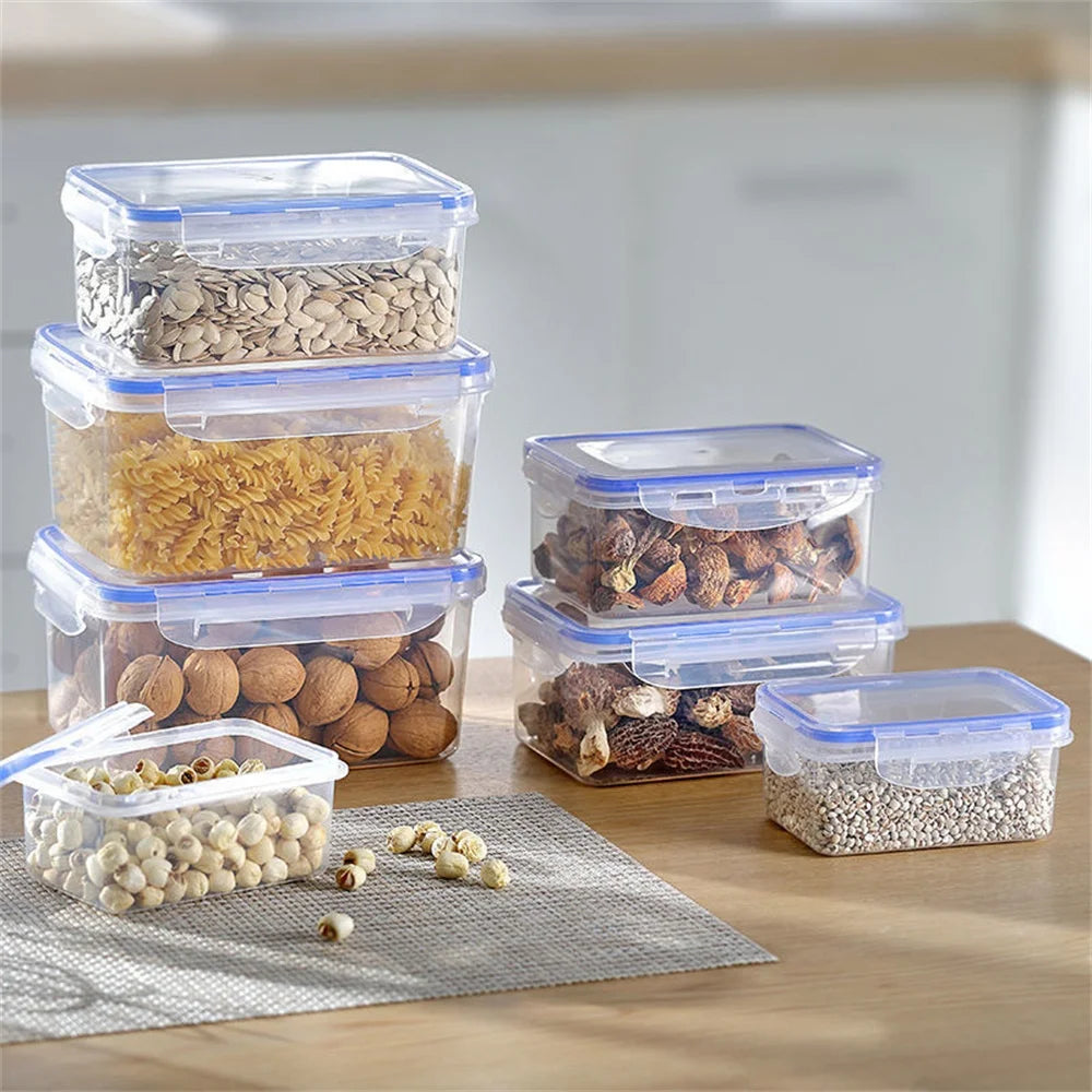 Stackable Pantry Storage Bins with Lids – Clear Grain & Food Containers (1 or 4-Pack)