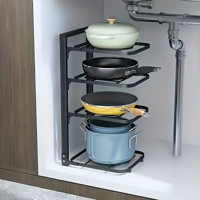 Adjustable Stainless Steel Pot Rack – Multi-Layer Kitchen Storage Organizer