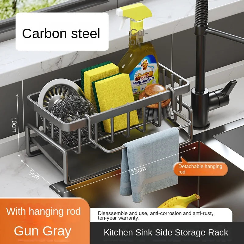 Stainless Steel Sink Shelf – Sponge & Dishcloth Drain Rack