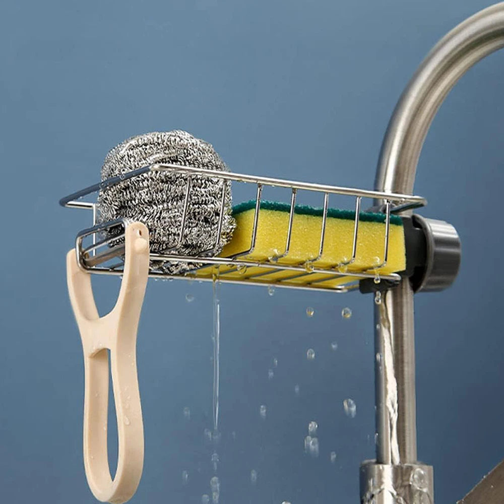 Kitchen Sink Organizer – Sponge Holder & Faucet Drain Rack