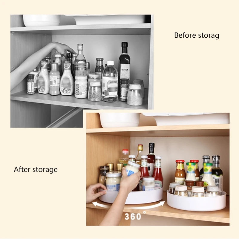 360° Rotating Cabinet Organizer – Non-Slip Turntable for Kitchen & Bathroom