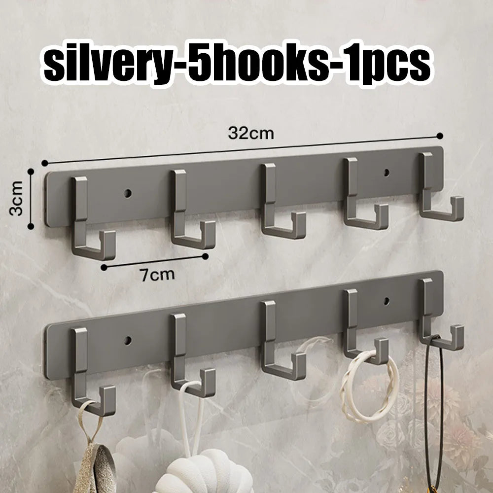 Kitchen Space Aluminum Punch-Free Hooks Are Easy to Install Kitchen Utensils Storage Hooks Bathroom Bathrobe Towel Hangers