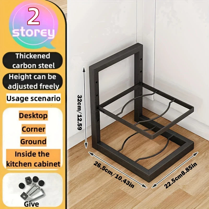 Adjustable Stainless Steel Pot Rack – Multi-Layer Kitchen Storage Organizer