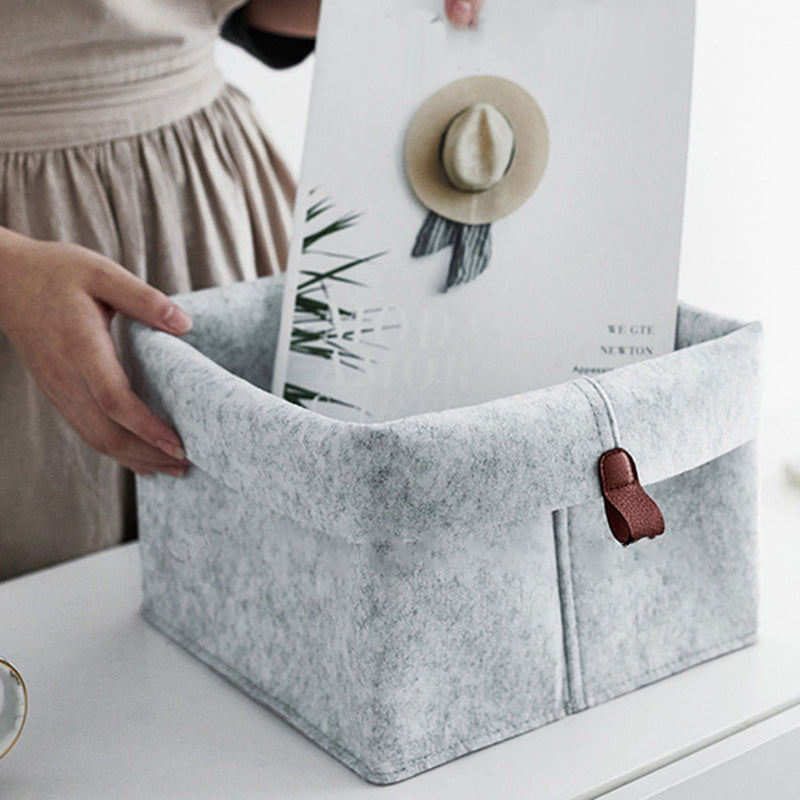 Felt Storage Basket – Multipurpose Organizer Bin for Home & Desk (Black / Grey)
